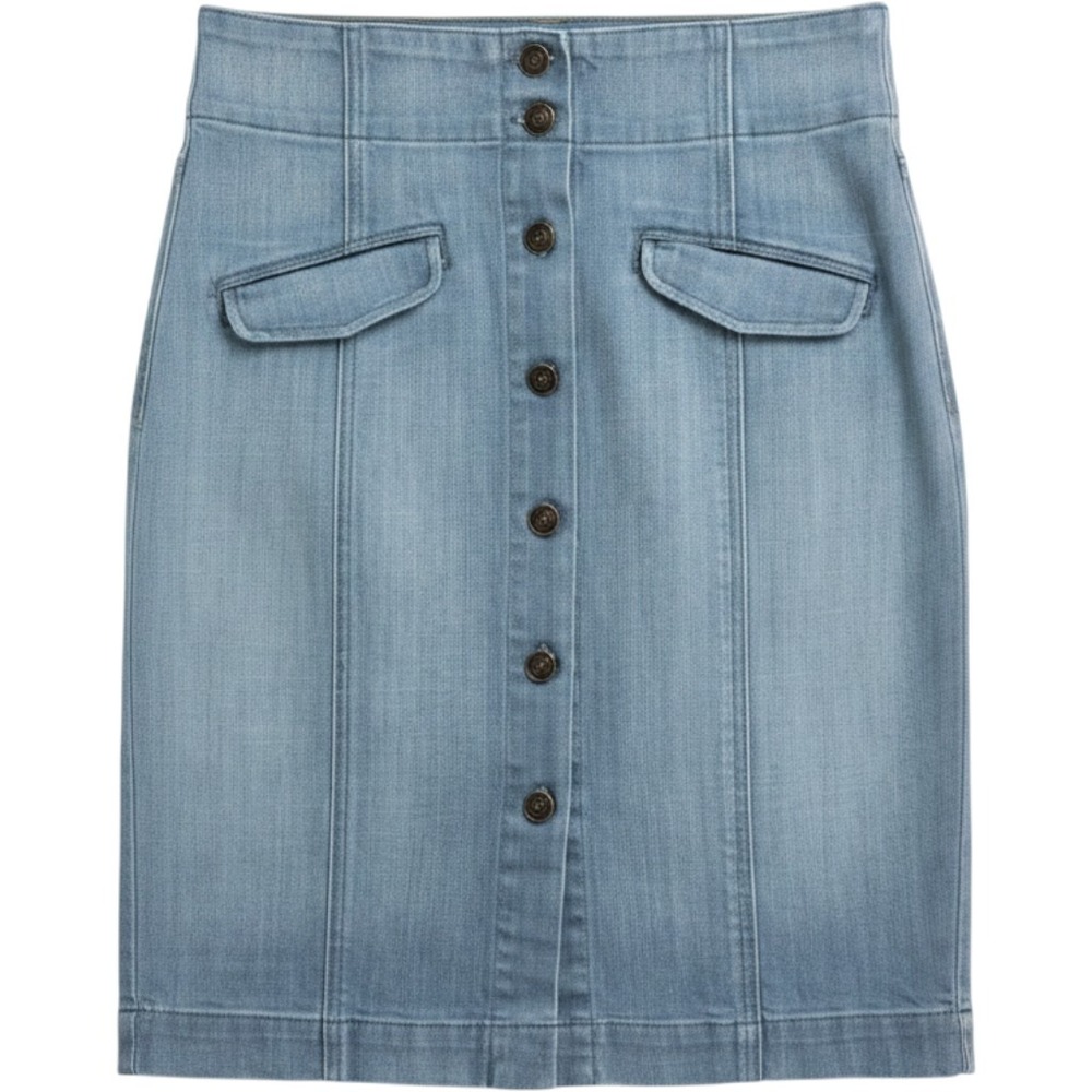 7 For All Mankind Button Front Denim Skirt 29 Y2K Made USA EUC
